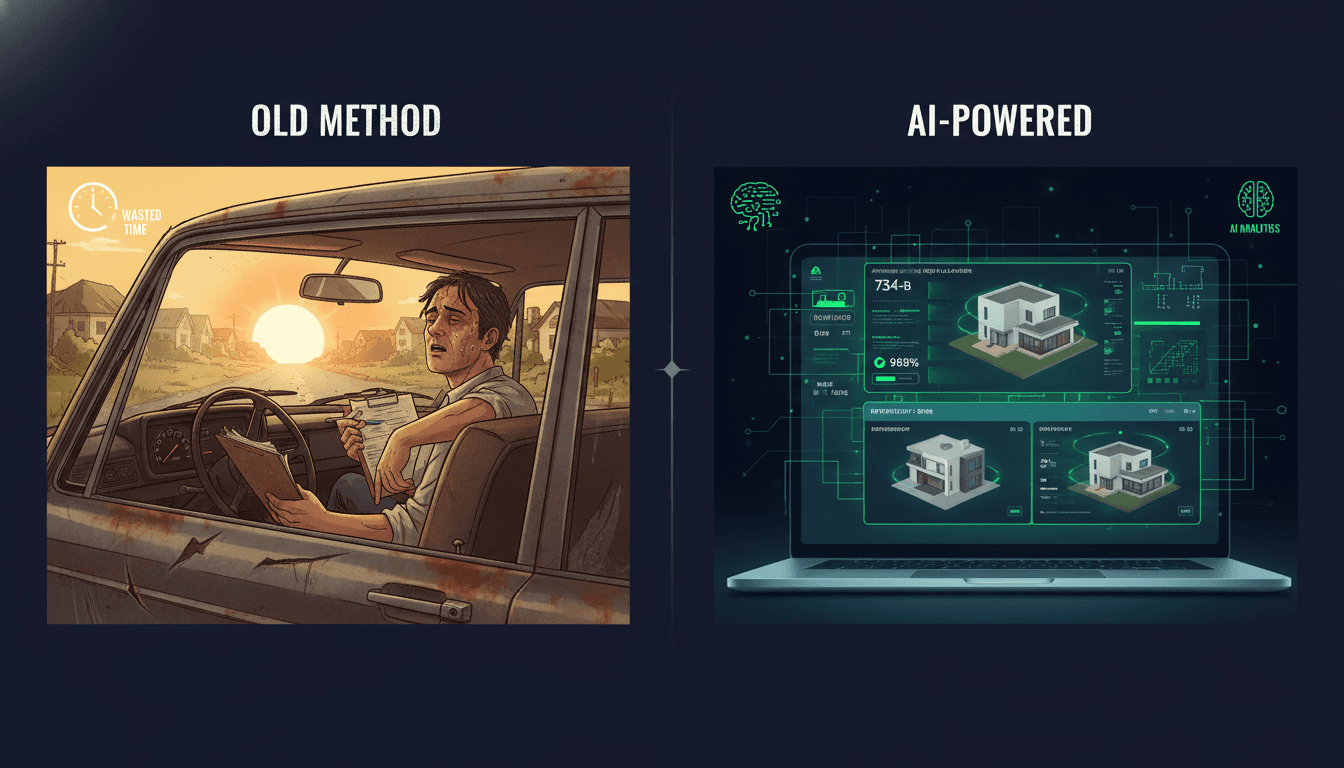 Traditional driving for dollars vs AI-powered property scouting